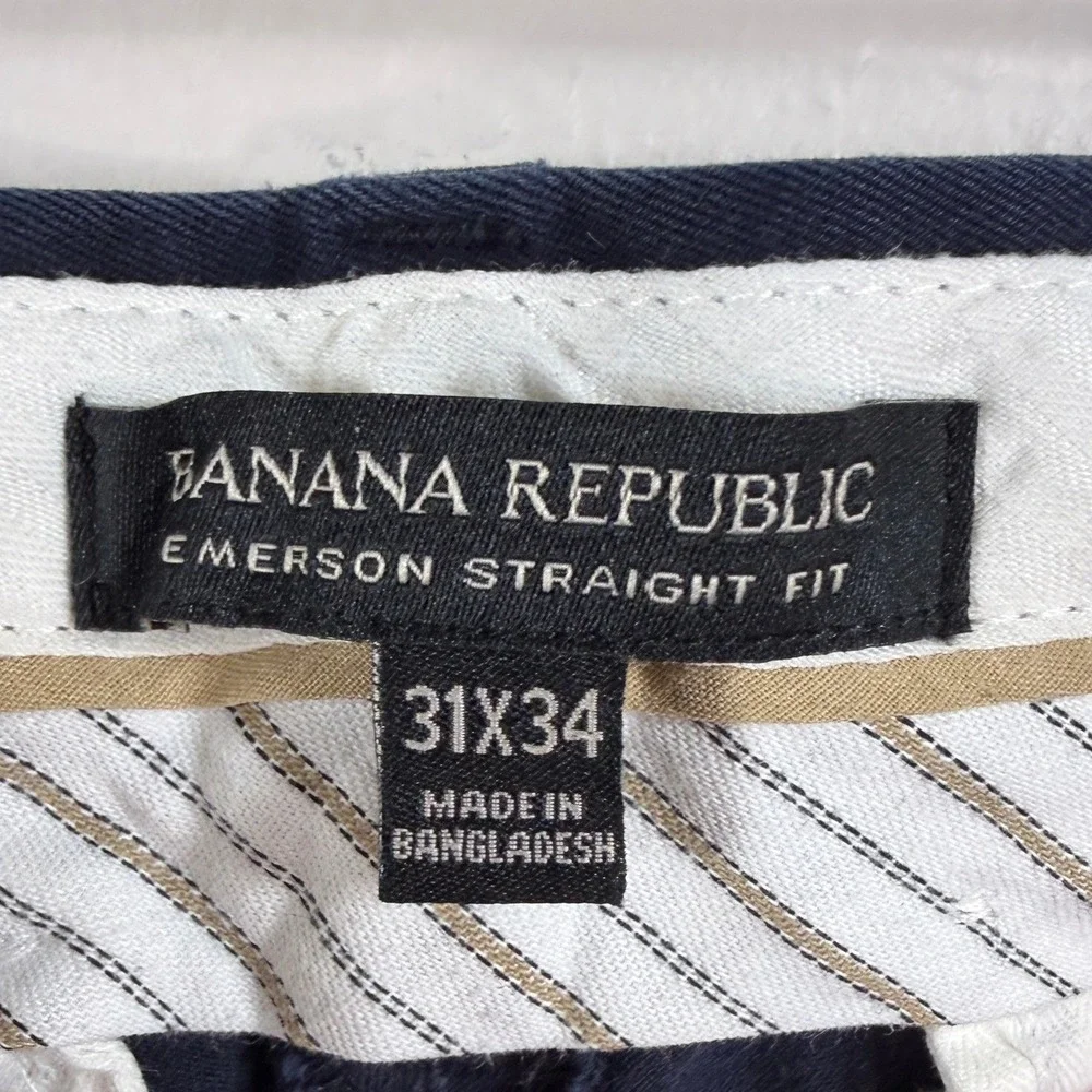 Banana Republic Mens Emerson Straight Fit Chino Pants Fits 31x32 Navy Trousers